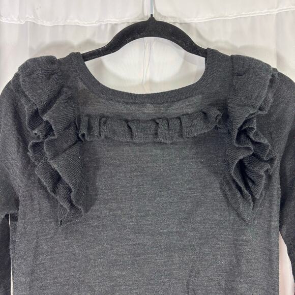 Anthropologie Moth Wool Blend Ruffle Front Pullover Sweater Scoop Neck Medium - Picture 4 of 6